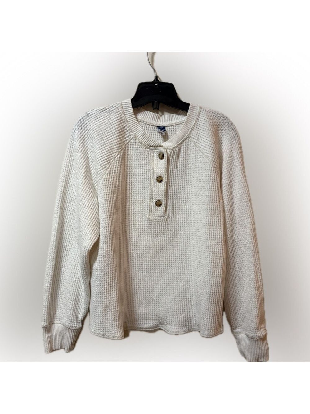 Old Navy Plush-Knit Waffle Henley – Large – Long Sleeve